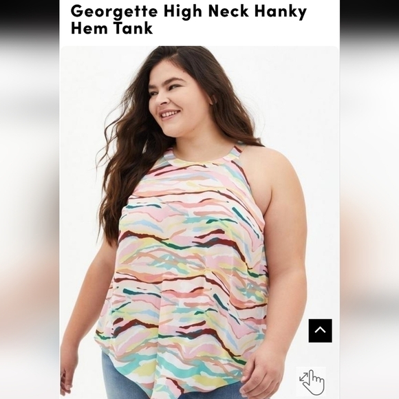 TORRID GEORGETTE HIGH NECK HANKY TANK SIZE 1X - Picture 1 of 7